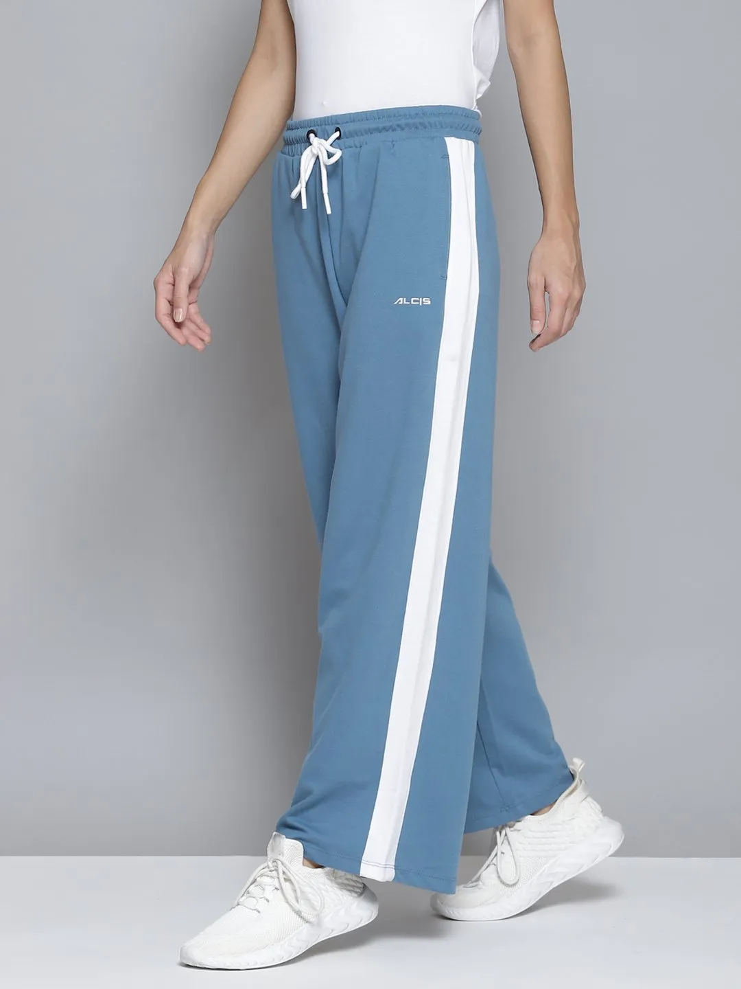 Alcis Women Blue & White Striped Relaxed Fit Joggers