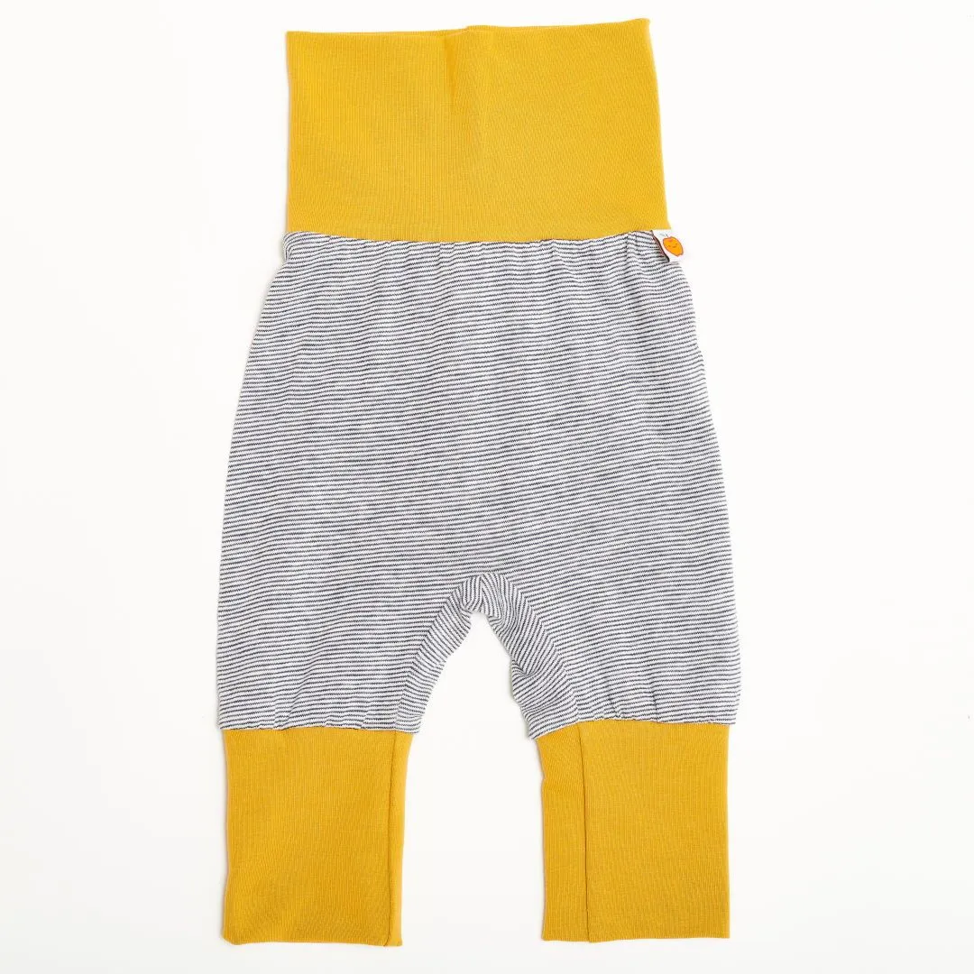 Baby pants "White-Navy Stripes/Ochre"