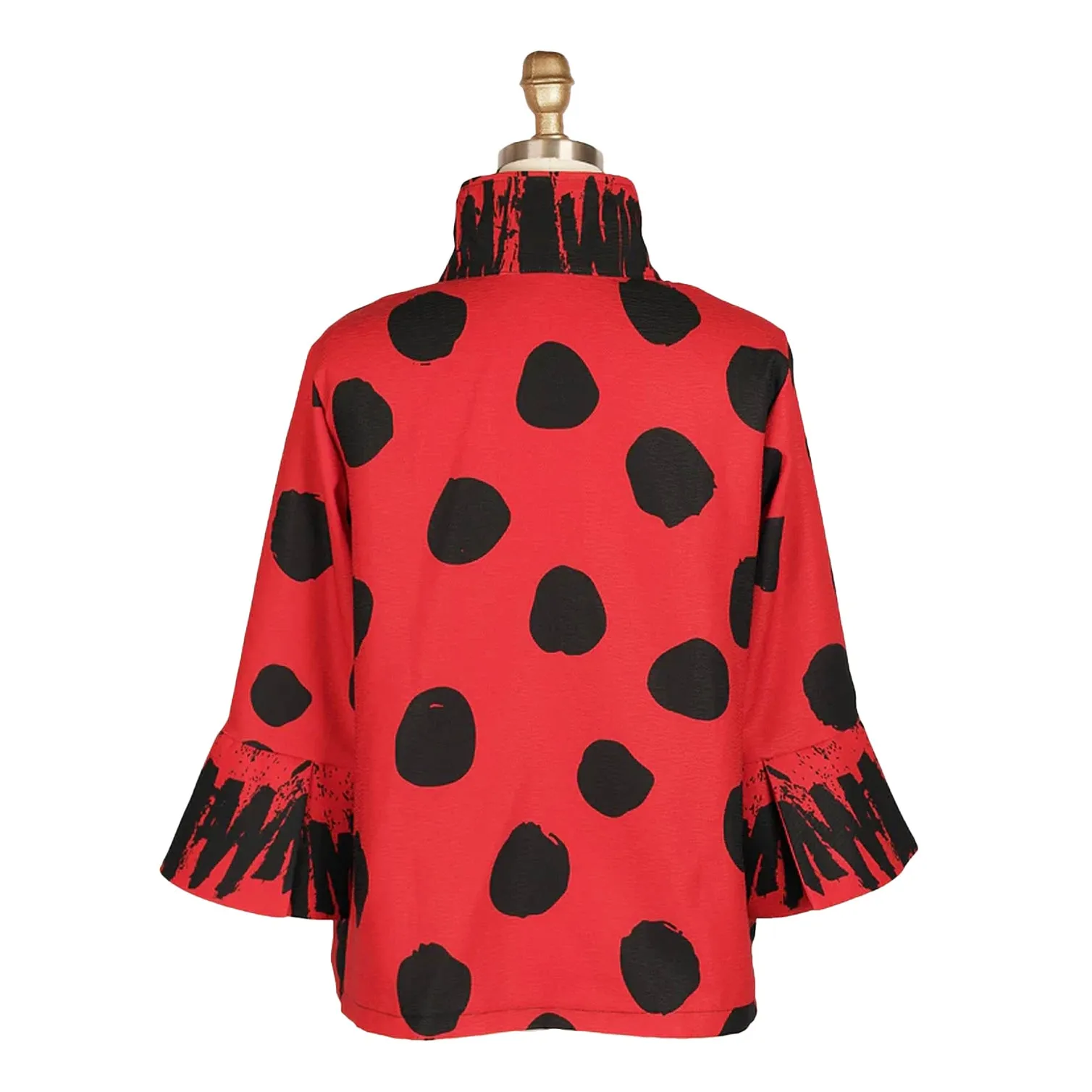 Damee NYC Dots & Scribbles Short Jacket in Red & Black - 4939-RD