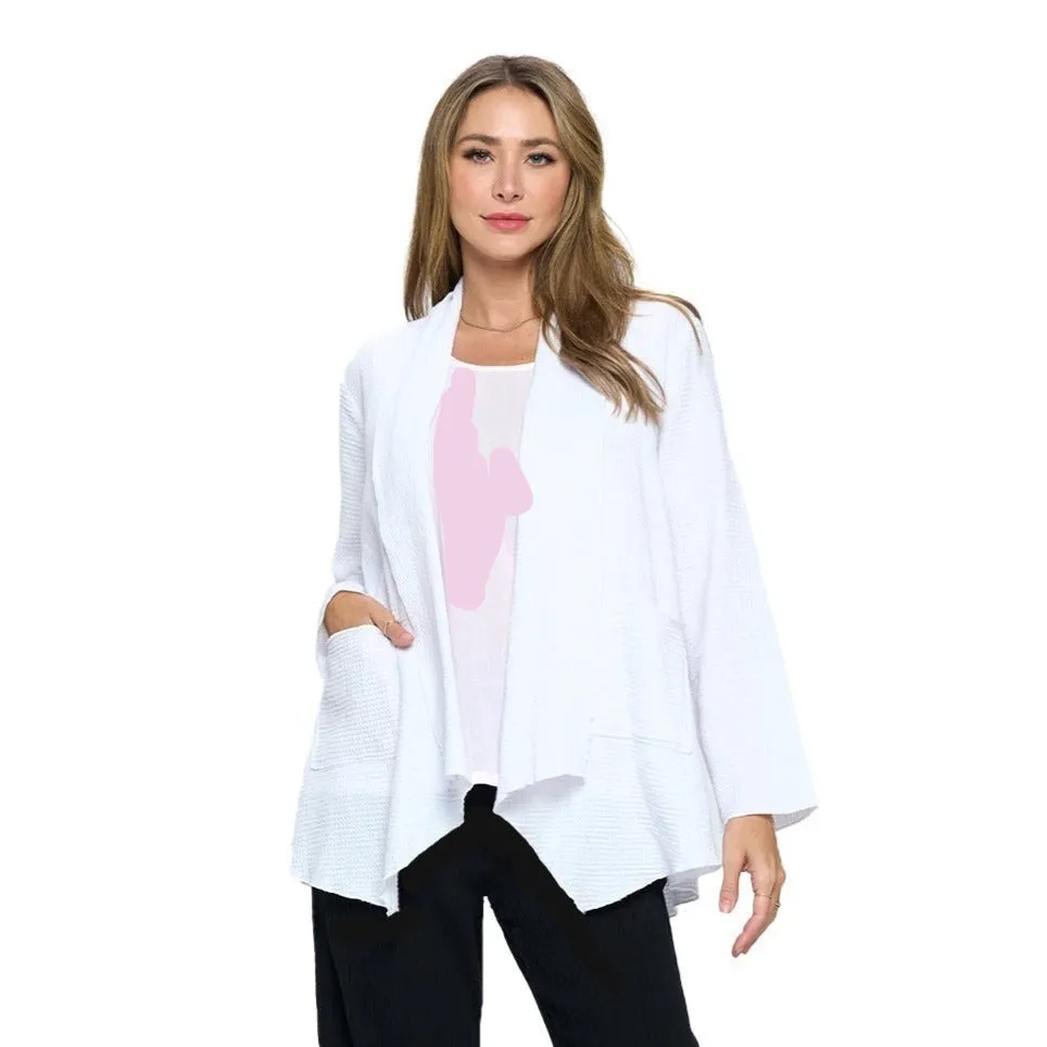 Focus Lightweight Waffle Cardigan in White - LW-116-WT