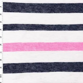 Gray/Neon Pink/Multi Brushed Stripe Knit Jersey Fabric