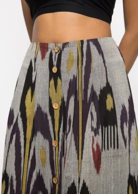 Grey Pleated Midi Skirt