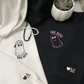 His & Her Boo Ghost Couple Hoodies – Cute Matching Halloween Hoodies for Partners