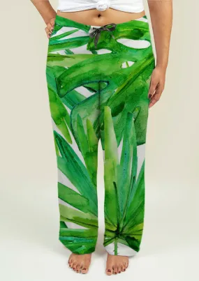 Ladies Pajama Pants with Tropical leaves