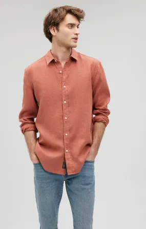 LINEN BUTTON-UP SHIRT IN CEDAR WOOD