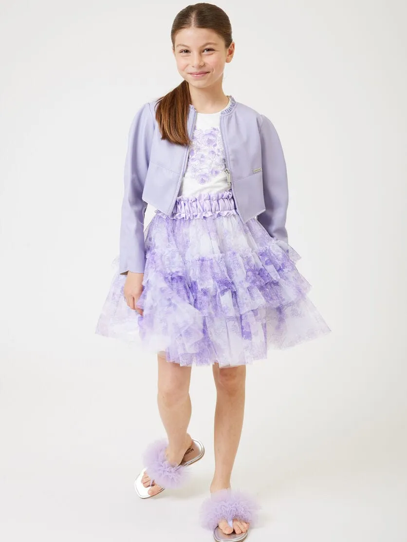 Monnalisa Girls Monochrome Tulle Skirt in Purple