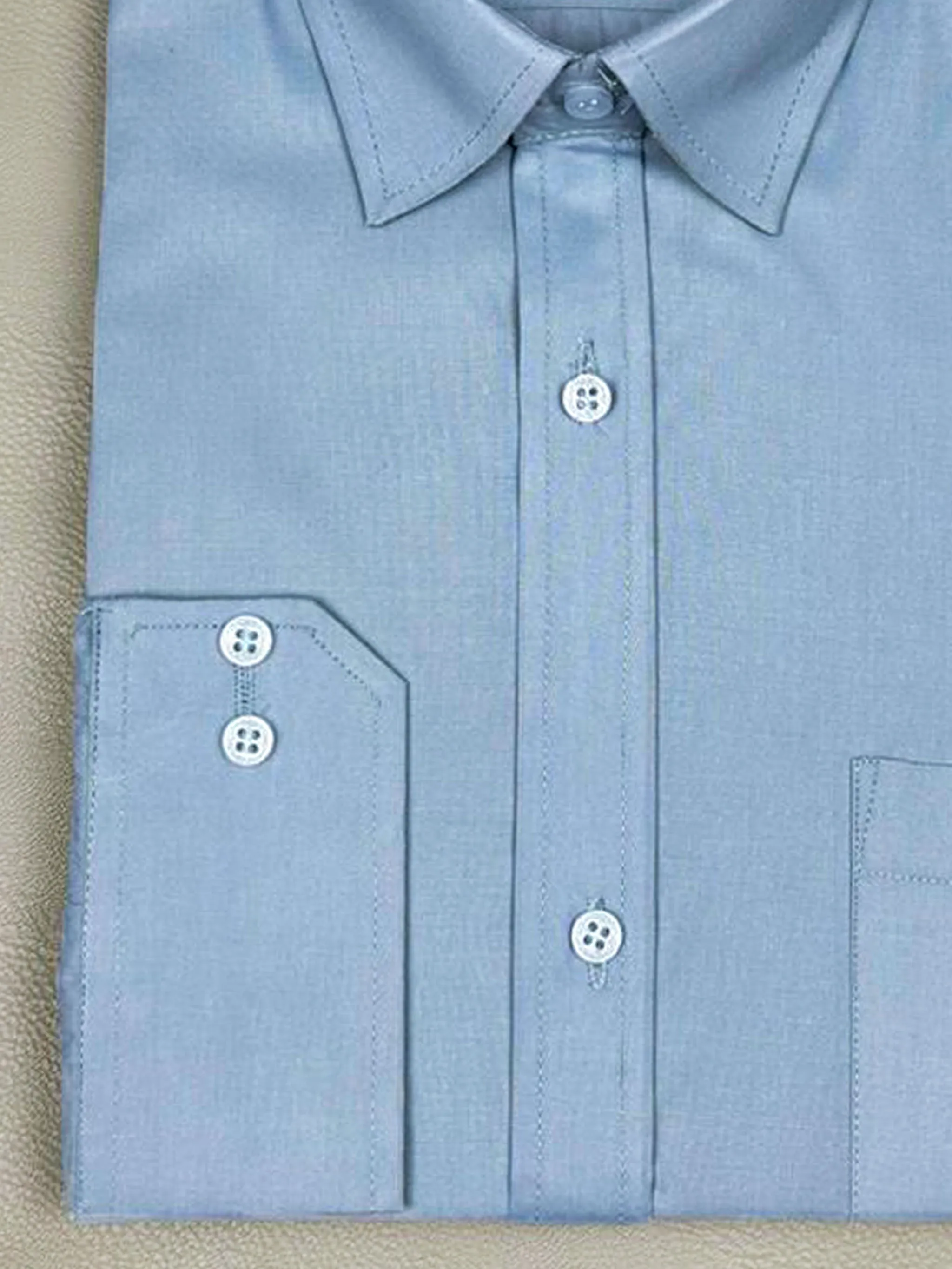 Plain Light Blue Formal Dress Shirt For Men MFS174