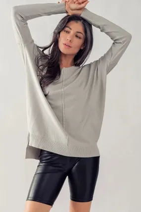 Soft High-Low Tunic Sweater GREY