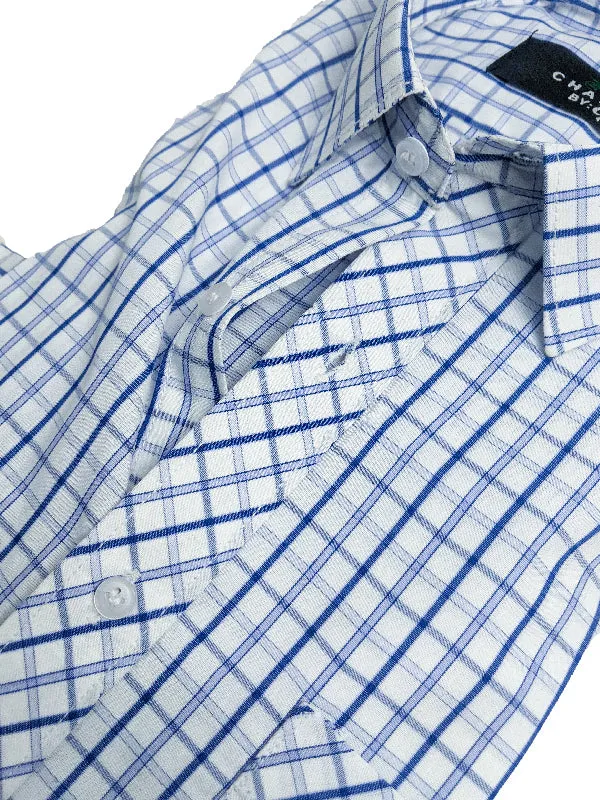 White Checks Formal Dress Shirt For Men AN MFS94