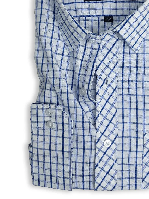 White Checks Formal Dress Shirt For Men AN MFS94