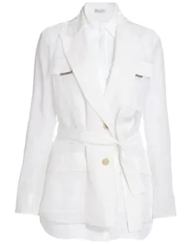 White Organza Silk Sleeve Layered Jacket