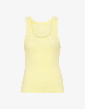 Women Organic Rib Tank Top - Soft Yellow